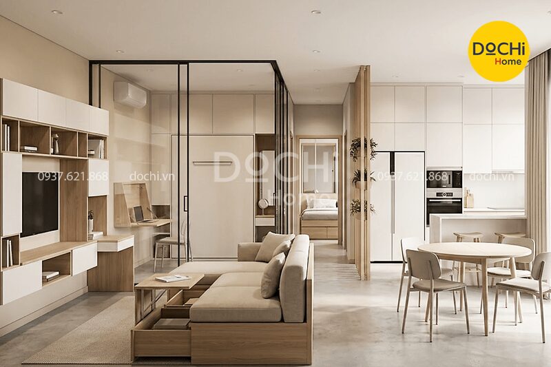 Mẫu Nội Thất Chung Cư Plywood Cao Cấp 2 Không gian 72m2