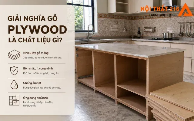 Ưu điểm của tủ bếp Plywood trong môi trường ẩm 1 Giai nghia go Plywood-la-chat-lieu-gi