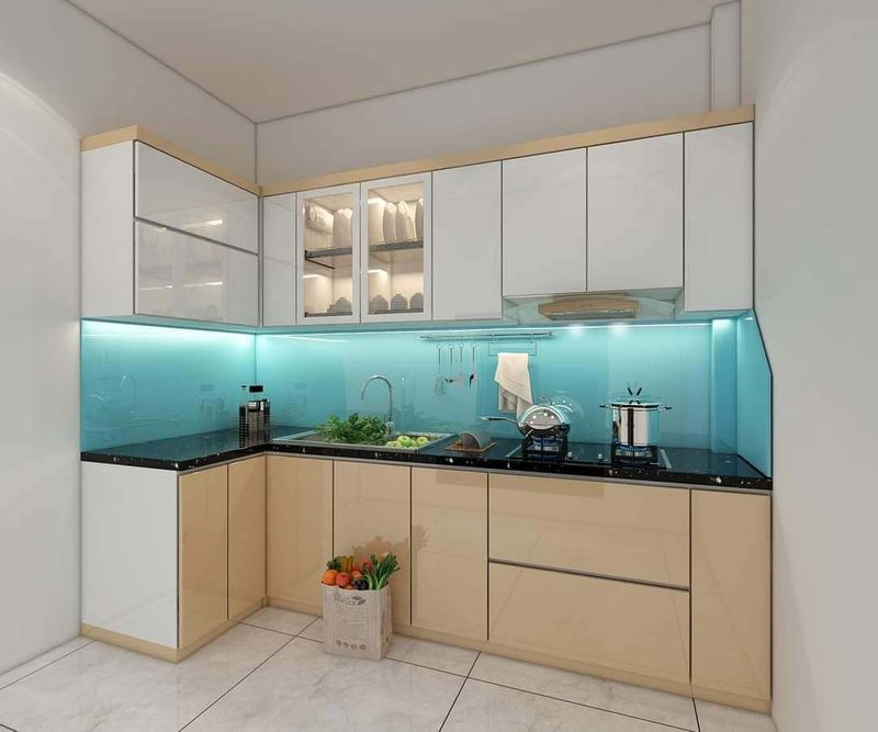 Có nên làm tủ bếp MDF lõi xanh chống ẩm không 2 Tủ bếp lõi xanh phủ acrylic