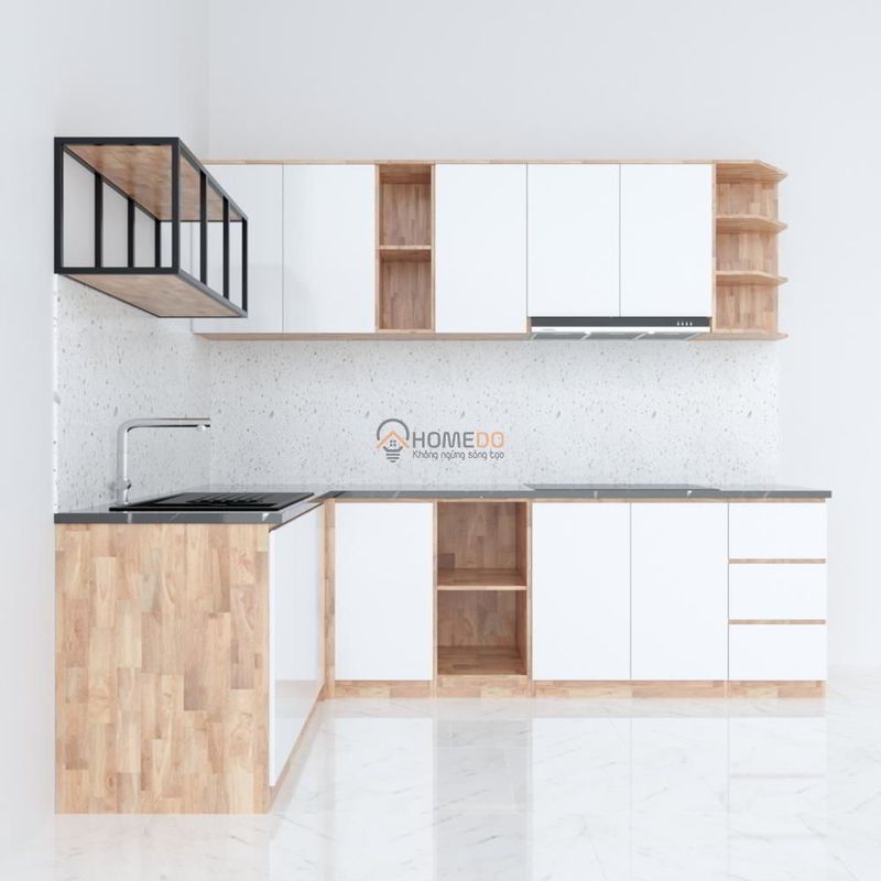 Giá đóng tủ bếp gỗ cao su 6 Hệ tủ bếp đa phong cách
