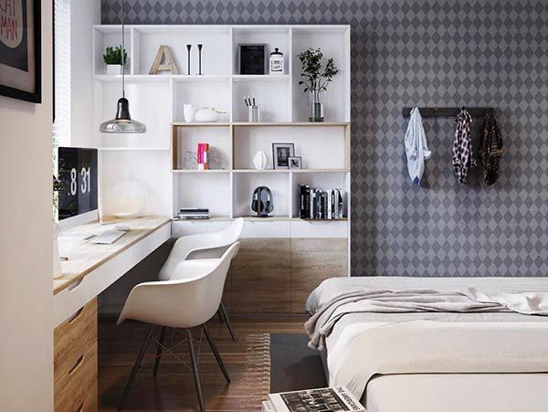 Thi Công Bàn Làm Việc Chung Cư 3 Thiết kế bàn làm việc trong phòng ngủ