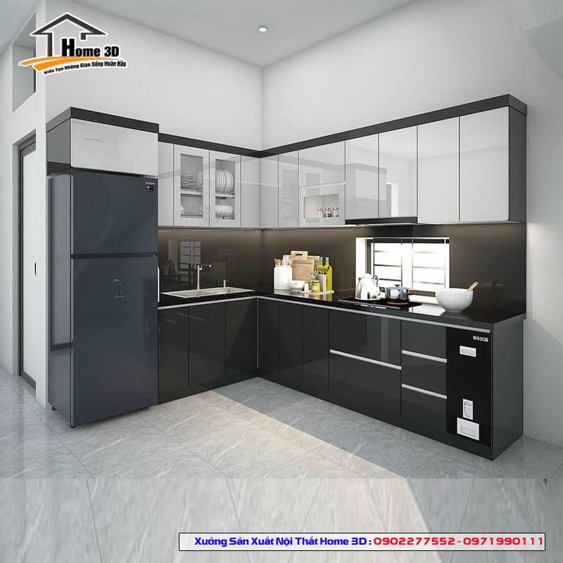 Các bước thiết kế tủ bếp theo yêu cầu 2 Tủ bếp acrylic đẹp