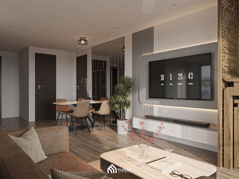 Mẫu Nội Thất Chung Cư MDF Đẹp 2 Thiết kế chung cư 60m2 hiện đại