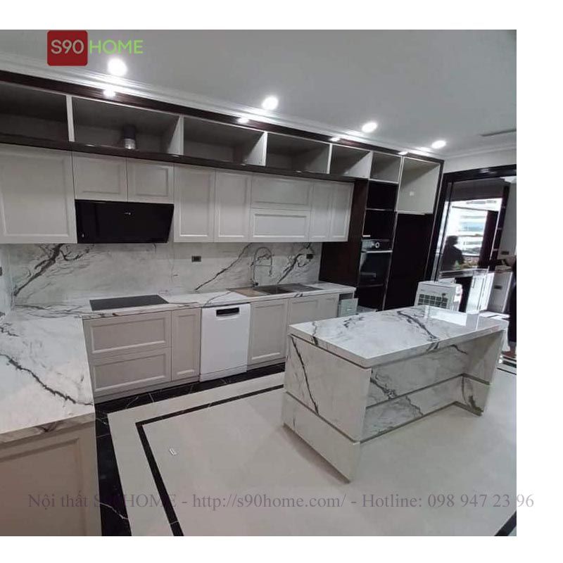 Ưu điểm tủ bếp MDF chống ẩm so với các loại gỗ khác 4 Tủ bếp MDF hiện đại