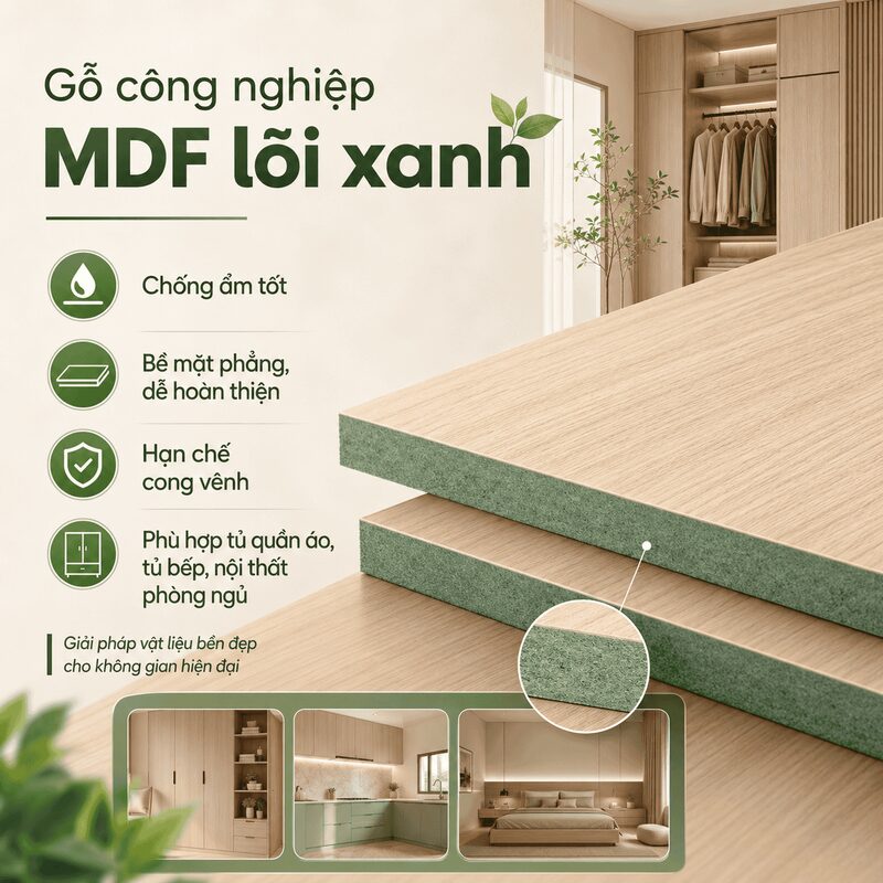 Có nên làm tủ bếp MDF lõi xanh chống ẩm không 3 Tủ bếp MDF lõi xanh đẹp mắt