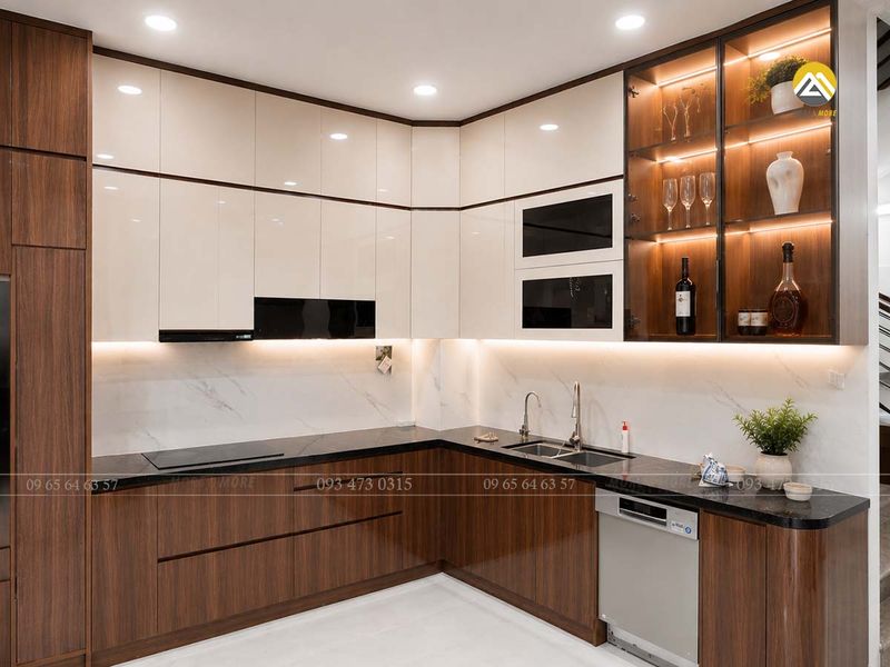 Những mẫu tủ bếp Plywood đẹp 1 Tủ bếp acrylic hiện đại