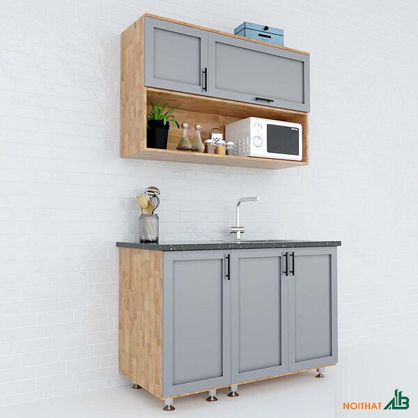 Giá đóng tủ bếp gỗ cao su 1 Hình ảnh tủ bếp gỗ cao su hiện đại và tiện dụng