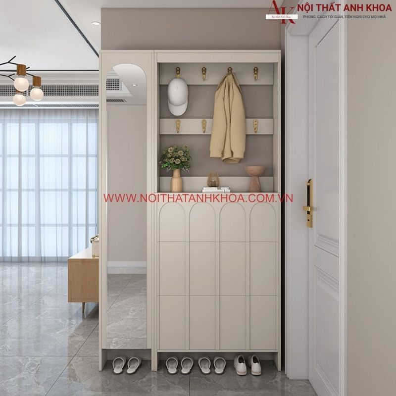 Thi Công Tủ Giày Chung Cư Theo Yêu Cầu 1 Tủ giày chung cư màu trắng đẹp hiện đại